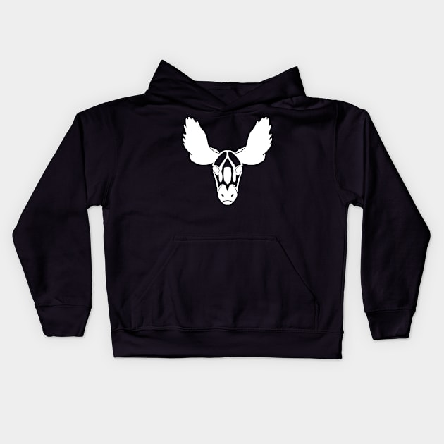 Moose tattoo design (white) Kids Hoodie by WScelina